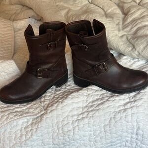 Tory Burch Rich Brown Leather Combat Boots